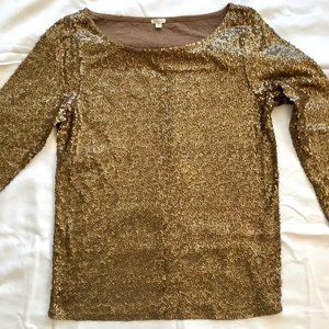 JCrew long-sleeve copper sequin top